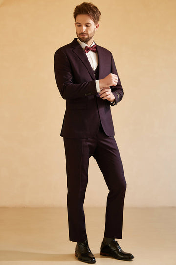 Dark Purple Notched Lapel Single Button Men's Wedding Suits